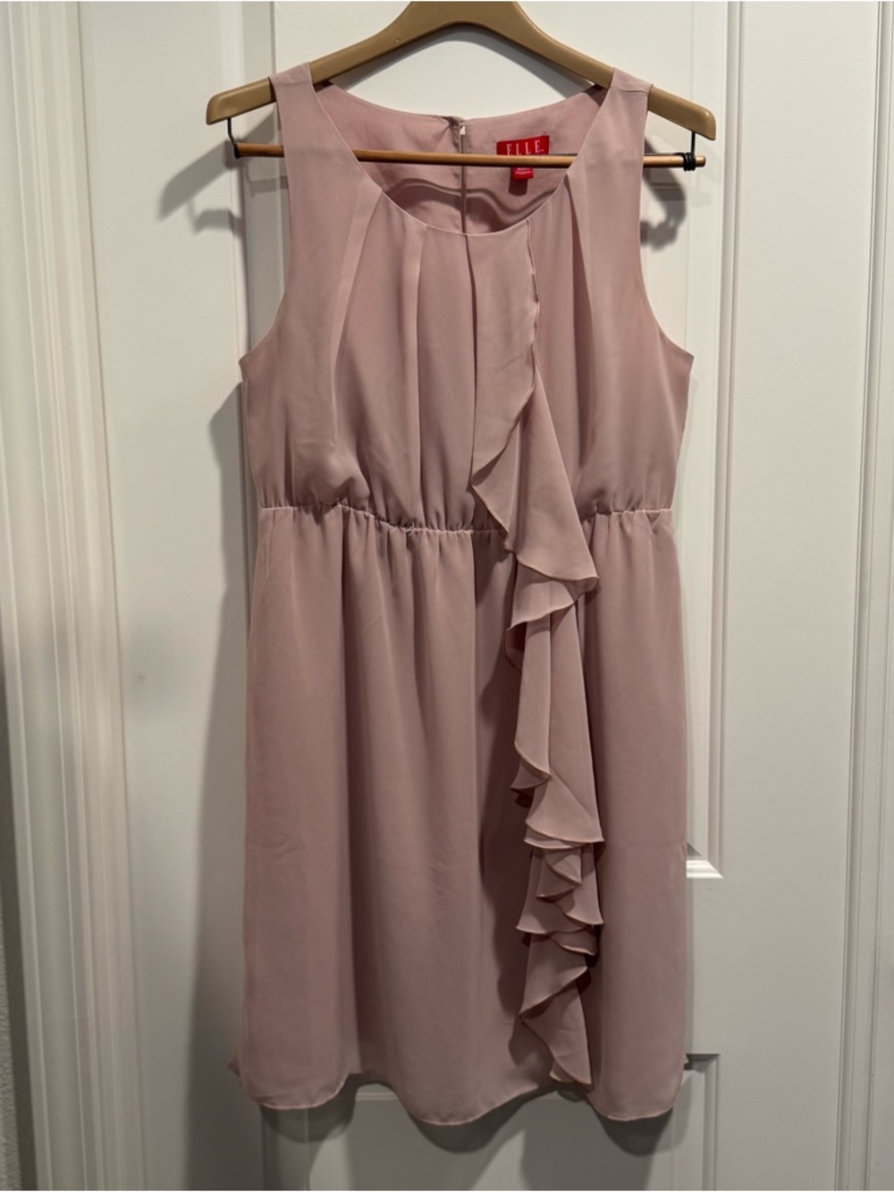 Elle Dusty Rose Sleeveless Ruffle Front Mini Dress